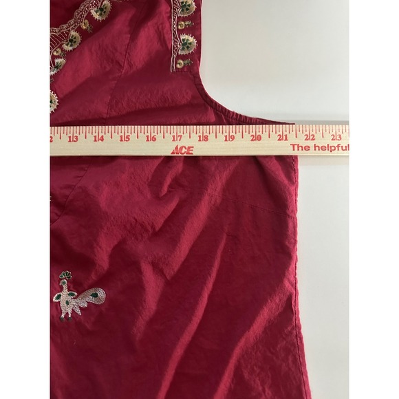 Soft Surroundings‎ Sz XLP Red Sleeveless Embroidered Top 100% Cotton Gypsycore - Picture 6 of 12
